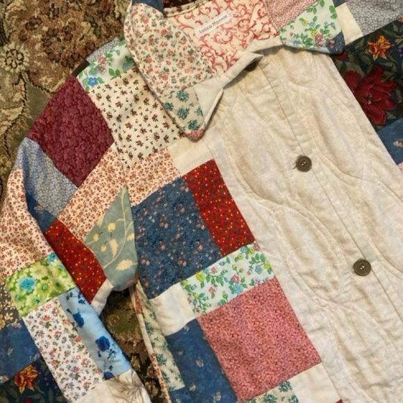 Handmade Patchwork Quilt Coat — Chore, Trench, Winter Jacket - Picture 3 of 13